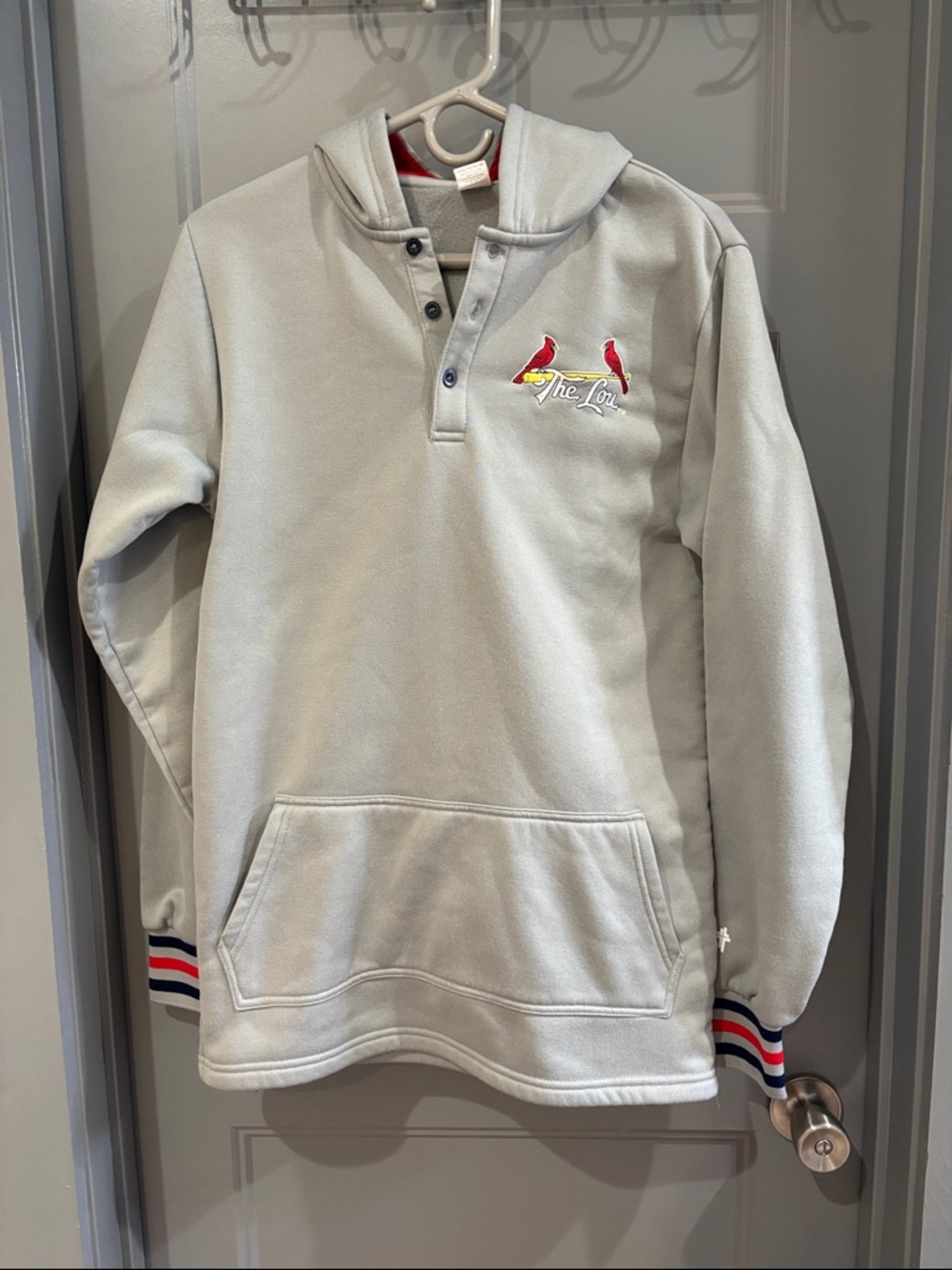 Light Gray Hooded Pullover with Cardinal Logo